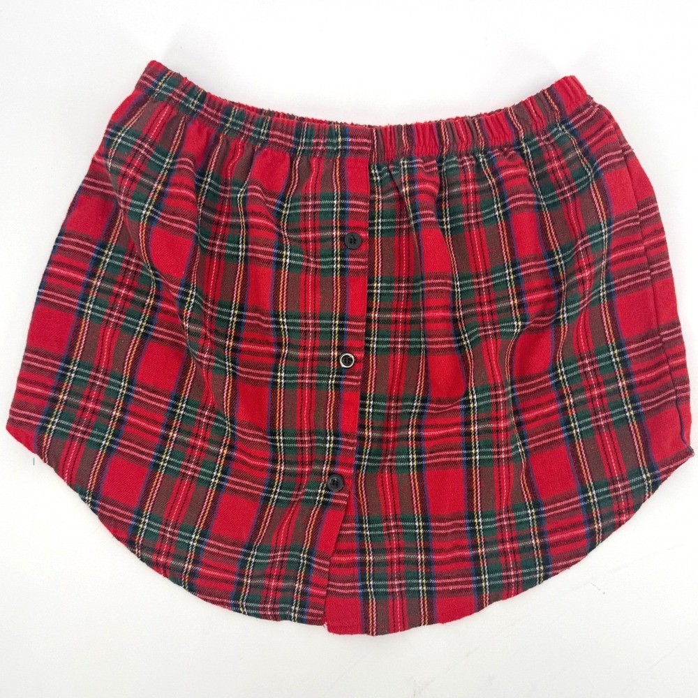 Red Plaid Mini Skirt Grunge Tumblecore Flannel Button S Layering Grunge